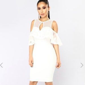 White Off-the-Shoulder Ruffle Dress